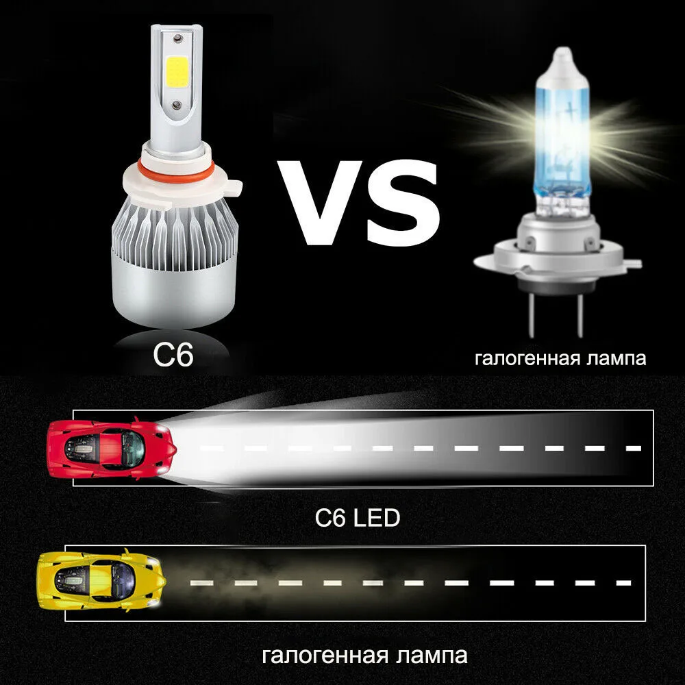 Автомобильный светильник s лампочки Светодиодный H7 светодиодный H4 светодиодный 9003 HB2 H11 светодиодный H1 H3 880 9005 9006 H13 9004 9007 головной светильник s 12V Светодиодный светильник