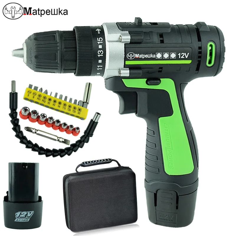 

12V Electric Screwdriver Multi-function Electric Cordless Mini Drill Wireless Power Driver Power Tools +Professional tool