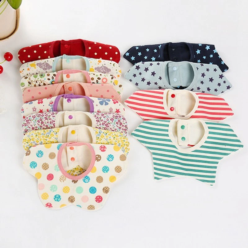 1 Newborn Baby Boy Girl Bib 360 Degree Four-layer Waterproof Flower Octagonal Bib Bandana Bibs Feeding Apron Child Crumb Catcher