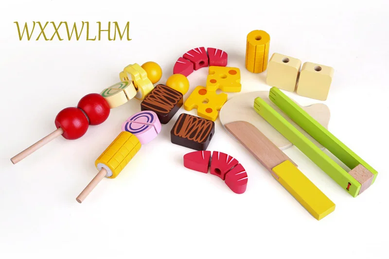 

A Set Child Bitrhday Party Gift Wooden Cutaway Toys Simulation Skewers Cut Look Children's Puzzle House Toys