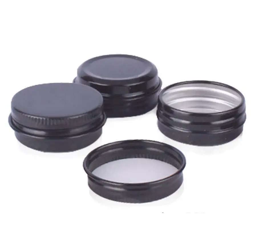15 г пустой мини-черный Алюминий Крем Jar Дизайн ногтей Макияж косметический металлические банки контейнеры lx1296