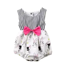 Newborn Kids Baby Girls Bowknot Romper Jumpsuit Outfit Princess Toddler Summer Clothes 0-24M Sunsuit Outfits baby girl clothes summer ruffled sleeves blue white plaid baby romper newborn toddler kids jumpsuit sunsuit outfits