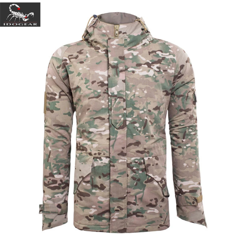 IDOGEAR G8 тактическая куртка, тренировочная походная Водонепроницаемая утепленная Флисовая теплая Камуфляжная парка, зимняя мужская теплая куртка с капюшоном, топы