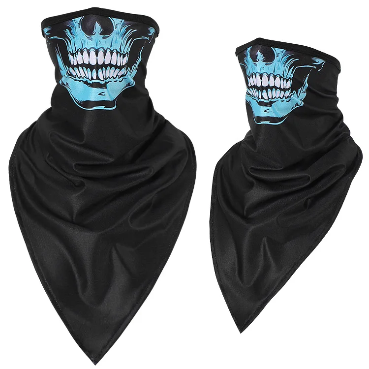 Треугольный шарф с черепом для женщин и мужчин, мотоциклетная ветрозащитная бандана, маска для лица, шарф, защита от пыли, Солнцезащитная УФ маска, шарфы для лыжного спорта - Цвет: H-17