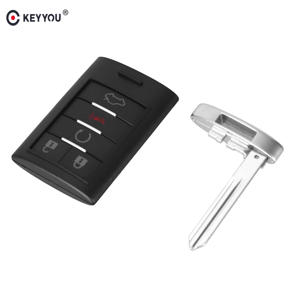 

KEYYOU 5 Button Replacement Remote Key Shell For CADILLAC ATS SRX STS CTS DTS Fob Car Key Case Keyless Entry Key Uncut Blade