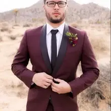 Бордовая шаль воротник 3 шт.(куртка+ брюки+ галстук) Мода Terno Masculino Custume Homme мужские костюмы высокого качества Slim Fit повседневный костюм