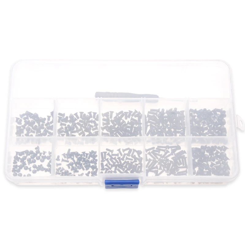HOT 500Pcs/коробка M2/M2.5/M3 черные металлические болты с поперечной головкой Phillips Винты