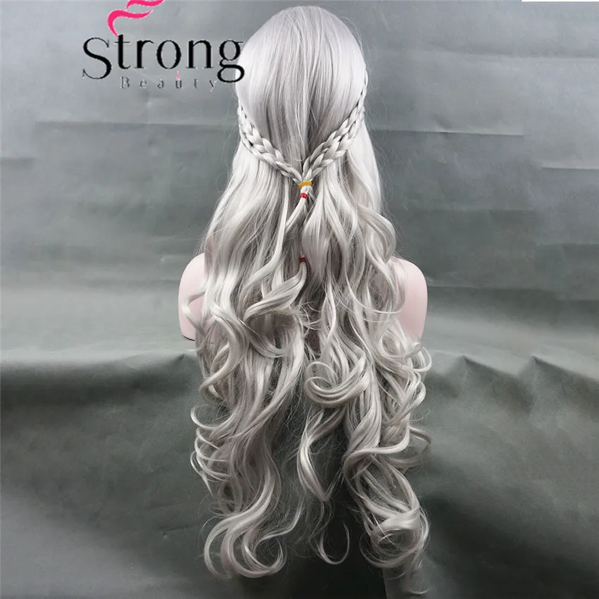 StrongBeauty Длинные Волнистые Серебряные Косплей парик костюмы парик волос