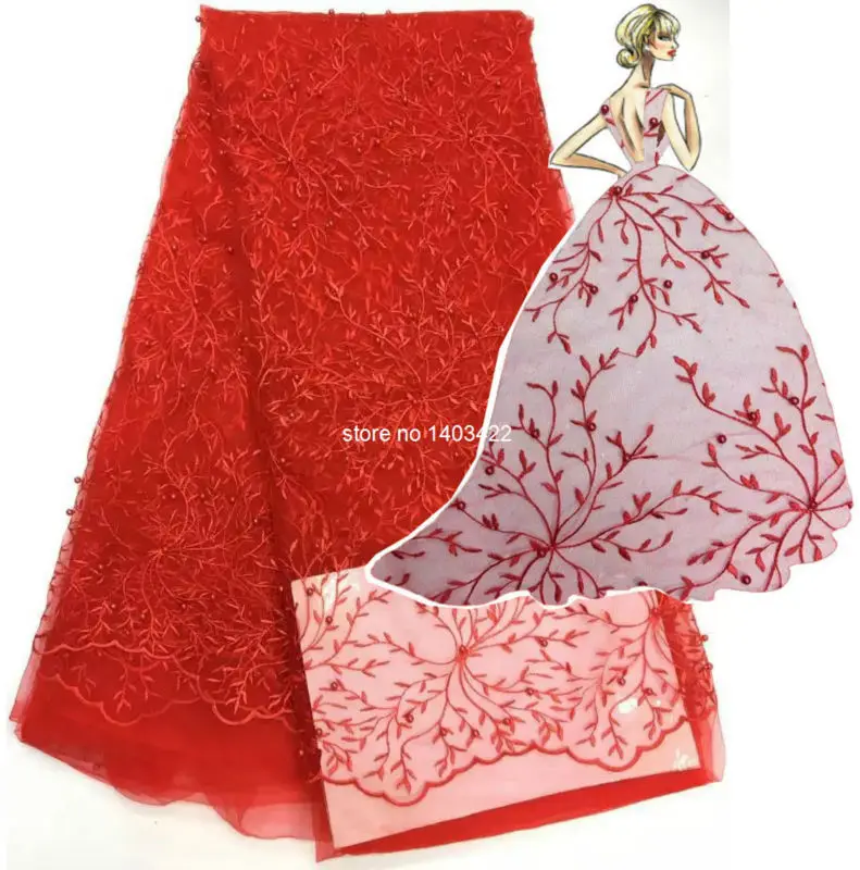 Latest African Lace Fabric Nigerian French High Quality Embroidered Tulle SH3616 | Дом и сад