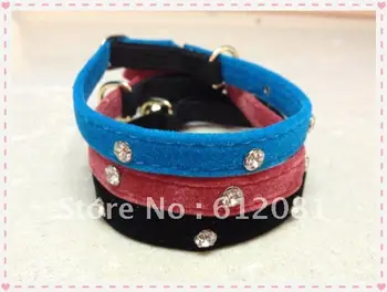 

Free shipping,pet products,Ruby Velvet Cat Collar,golden bell (red,blue,black) 30pcs/lot
