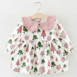 2018 осень милый vestido infantil платье принцессы дерево печати рождественское платье День рождения Платье для маленьких девочек зимняя одежда для
