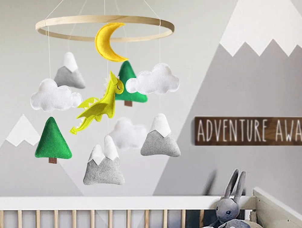 Ребенок унисекс дракон мобильный для кроватки Детская комната Baby Shower подарок