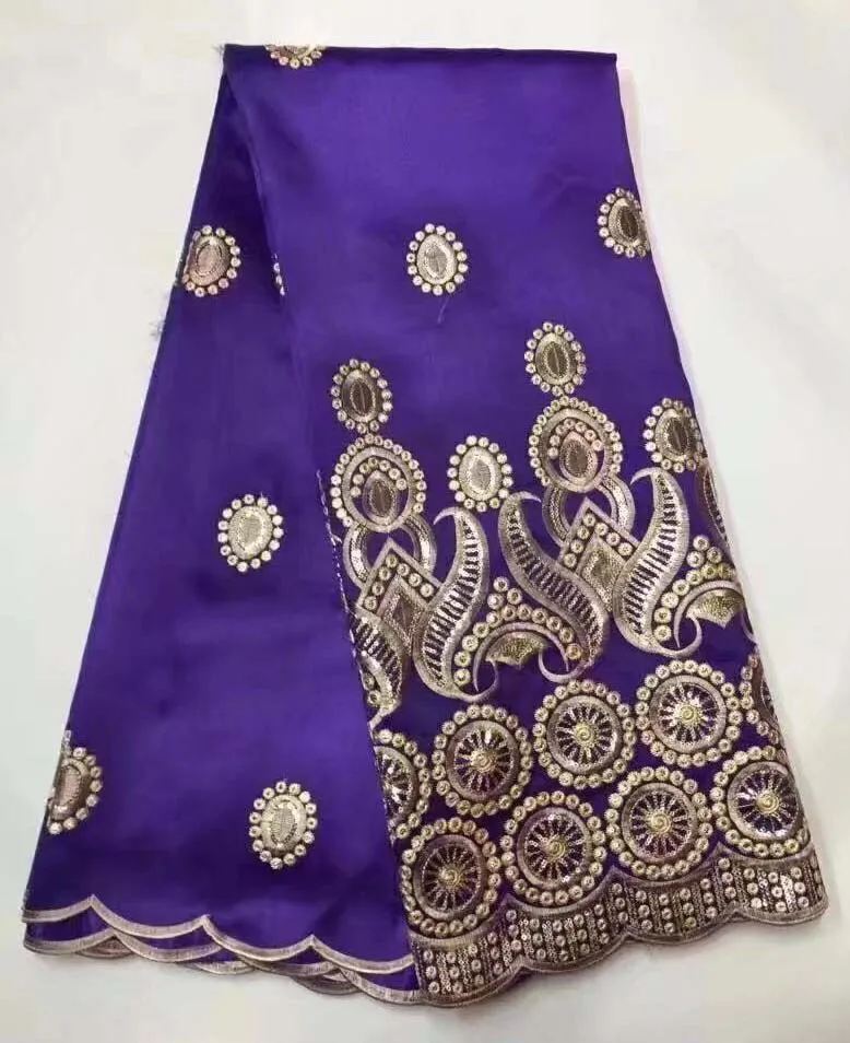 

Fashion Style African Nigerian George Lace Fabric With Net Lace For Women Blouse Sewing India EMbroidery Guipure George Material