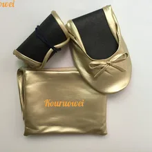 Женские складные туфли из металлического золотого материала; вечерние туфли