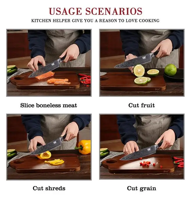 XYj японский Santoku кухонный нож поварские ножи 7Cr17mov Нож из нержавеющей стали нож для резки мяса лосося овощные Ножи Инструмент для приготовления пищи