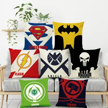 

Superheroes sign mark Justice League Decorative home sofa car cushion cover kids gift factory dropshipping custom pillowcase