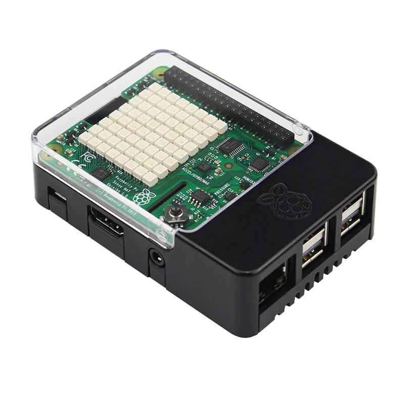 

Raspberry Pi 3 Sense HAT Board with Orientation Pressure Humidity and Temperature Sensors + ABS Case for Raspberry Pi 3B Plus