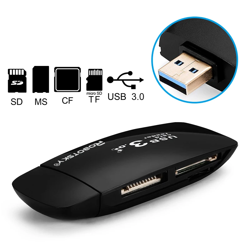 4 in 1 USB 3.0 Memory Card Reader Up to 5Gbps Adapter for SD/TF CF MS Micro SD PC Computer Laptop Accessories