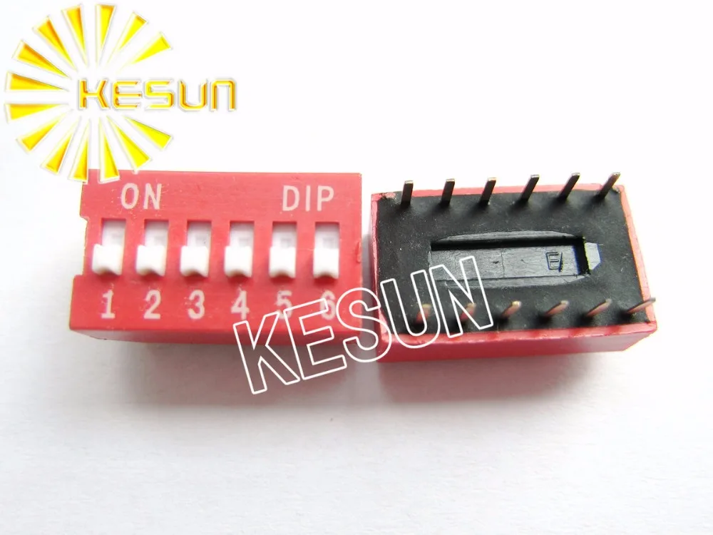 

China Quality DS-06 Red 6P DIP Switch 2.54mm 6 Position Encoder Switch Slide Switch x 200PCS