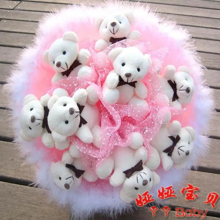 beautiful flowers with teddy bear