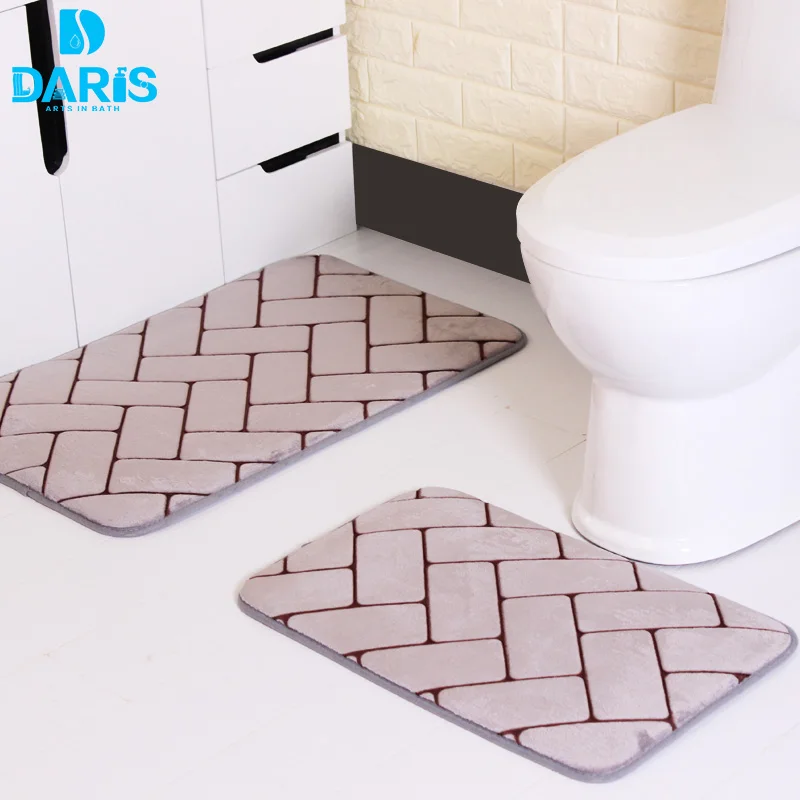 Coral Fleece Bathroom Memory Foam Rug Kit Toilet Bath Non-slip Mats Floor Carpet 