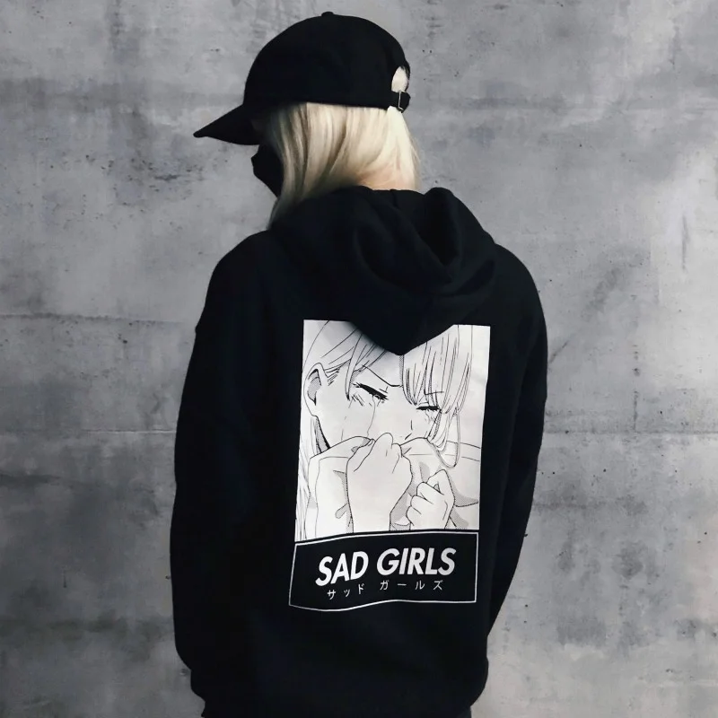 Толстовка с длинными рукавами и принтом Otaku аниме Sad Girls Manga