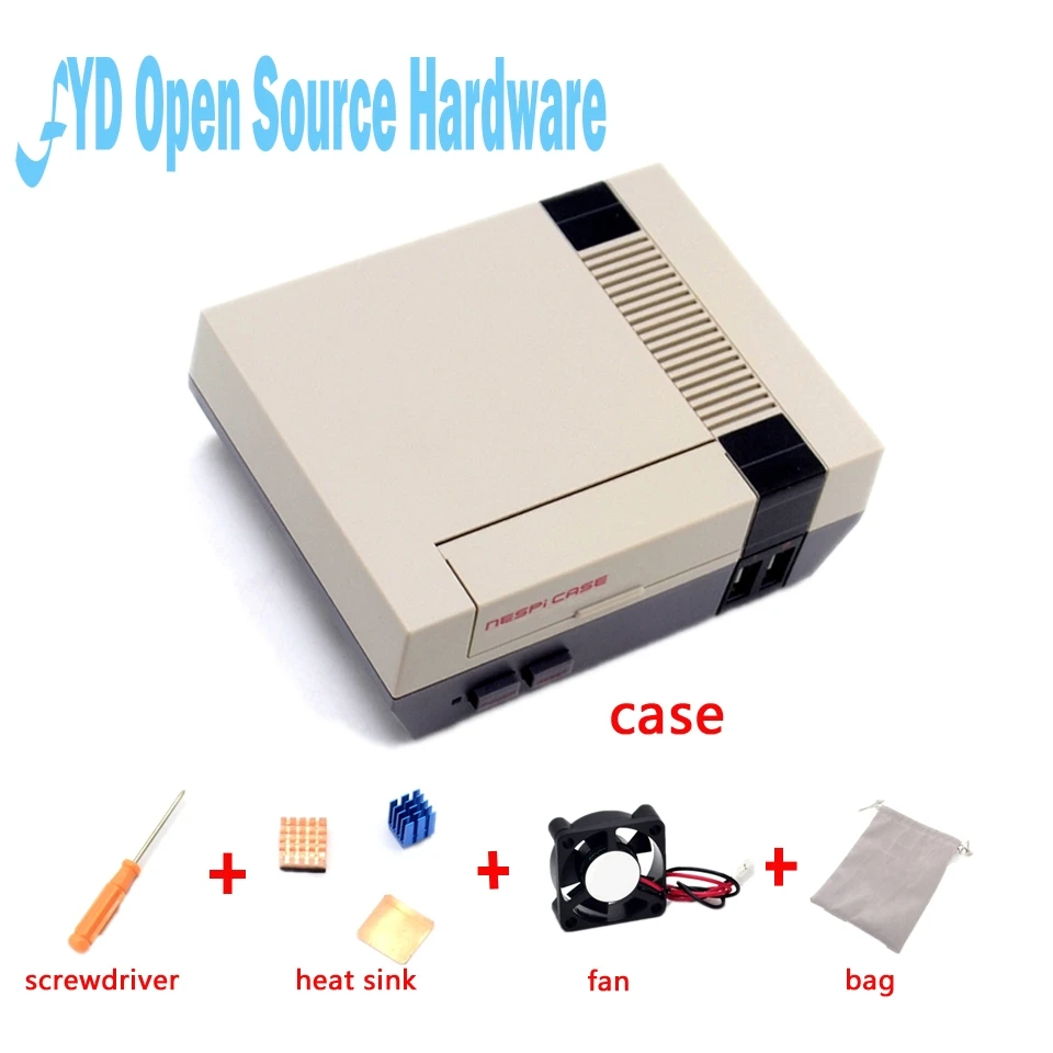 

1set Mini NES NESPI CASE Retroflag with Cooling Fan+Heatsink+Flannel bag for Raspberry Pi 3/2/B+