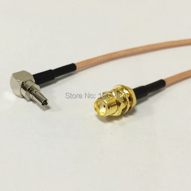 

New SMA Female Jack Connector Switch CRC9 Male Plug Right Angle Convertor RG316 Cable 15CM 6" Adapter