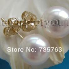 Xiuli 005 Природный 7.5 мм Круглый Белый Морской Жемчуг Серьги 14 KGPT