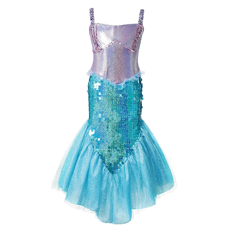 Kids Girl Little Mermaid Princess Ariel Dress Cosplay Costume Children Halloween Clothes Green Fancy Dress for Girls Party Prom