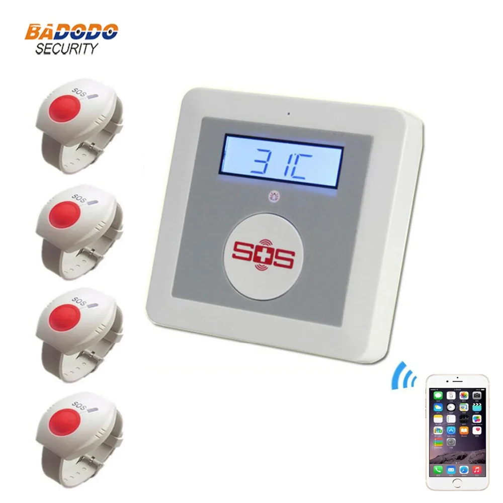 

Android IOS APP SMS remote Control Wireless GSM senior Elderly care Alarm System K4 With Emergency Panic Button