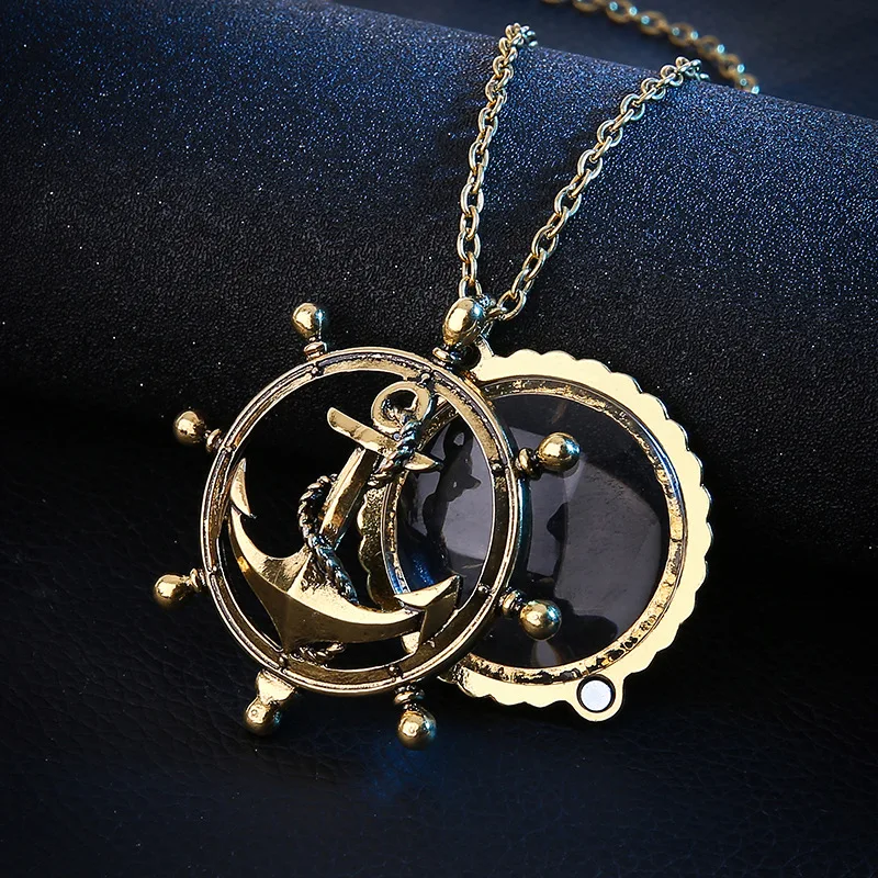 

Fashion Jewelry Hollow Anchor Magnifier Pendant Necklace For Women Men Good Gift