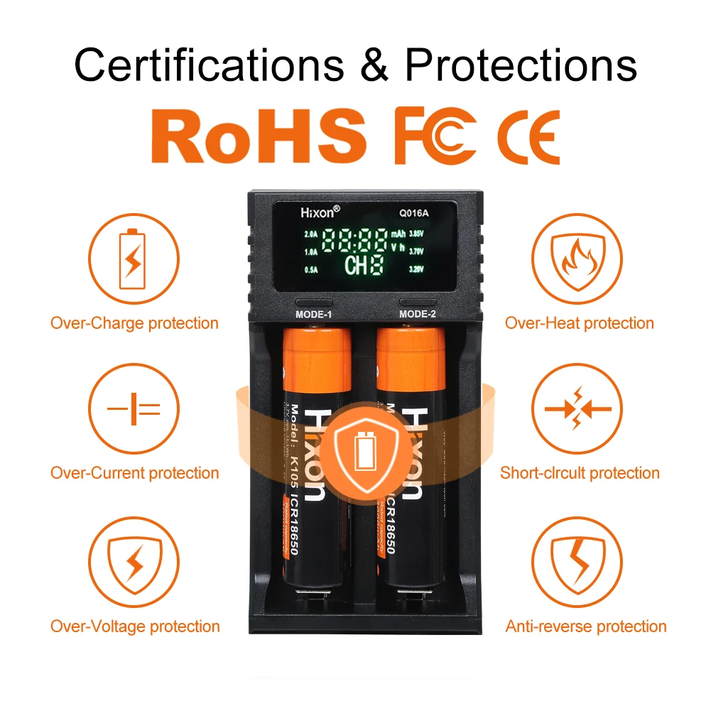 2 Solts Смарт ЖК-зарядное устройство для li-ion/IMR/LiFePO4 26650 18650 17500 16340(CR123A) и Ni-MH/Cd AA, AAA, A, SC, C Размер