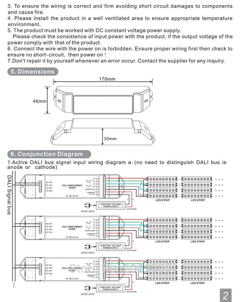 Новый CV 4 канала светодио дный DALI светодио дный лампы RGBW драйвер DC12-24V RGB: 3A/CH * 3 Вт: 9A/CH * 1 ШИМ Диммер контроллер для RGBW светодио дный полосы