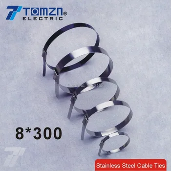 

100pcs 8mmx300mm STAINLESS STEEL ZIP CABLE TIES LOCK TIE WRAP self-locking cable ties