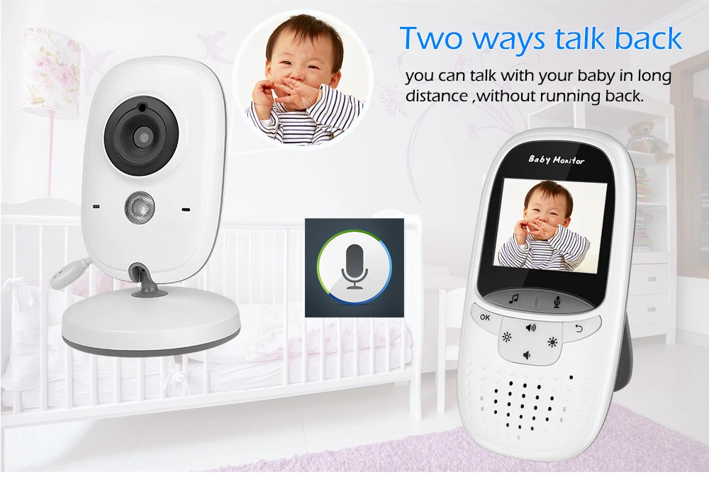 Беспроводной видеоняня 2,0 дюймов няня камера 2 способа разговора ночного видения ИК светодиодный монитор температуры младенческой ребенок камера сна VB602