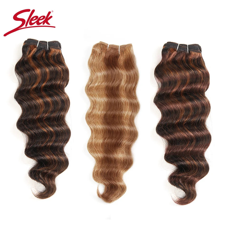

Sleek Colorful Hair Extension Pre-colored Pinao Color P6/27# Prestige Deep Wave Hair Brazilian Human Hair Weave Bundle Remy Hair