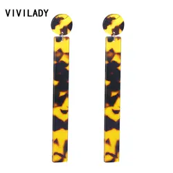 VIVILADY новый геометрический длинная палочка бар падение длинные висячие серьги для женщин леопардовый цвет, акриловый уксусной кислоты