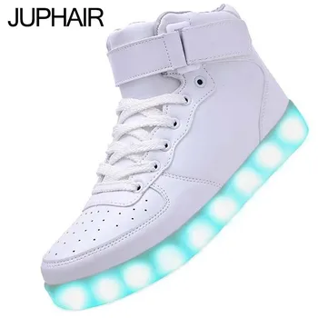 

New Unisex Mens GirlsTactical USB Charging LED High Top Shoes Shining light illuminate Intermitentes Colores Adult Casual Shoes