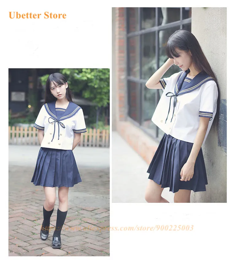 Девушки Японский Школьная Униформа Японии форма моряка Ubetter одежда для выпускного школьная рубашка студенты юбка комплекты U001
