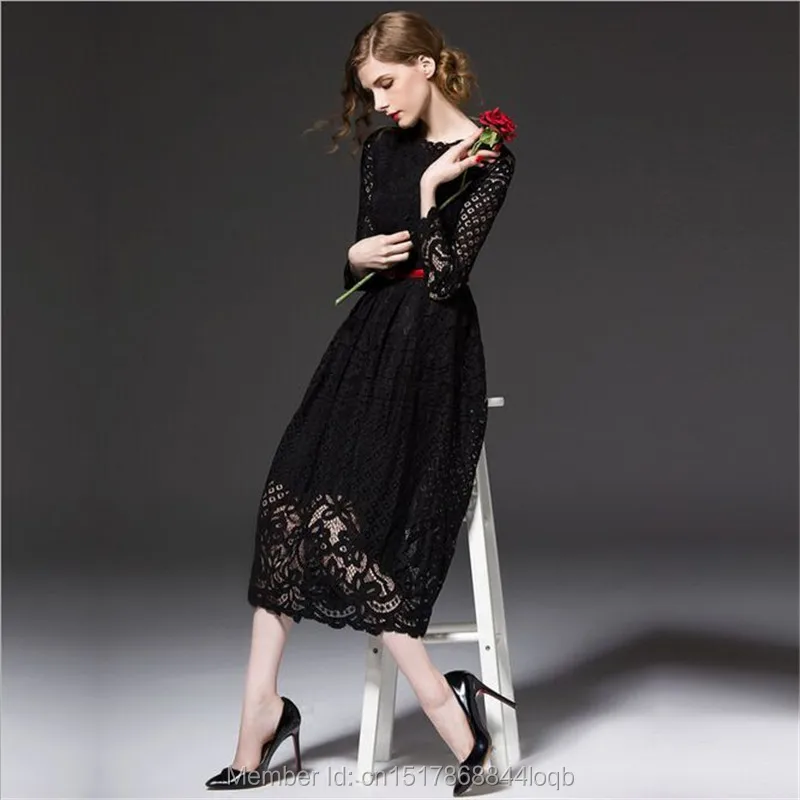 

New Arrivals 2018 Summer Women Sexy Lace Casual Party Prom Black dresses Office Elegant A-Line Long Boho Dress L002