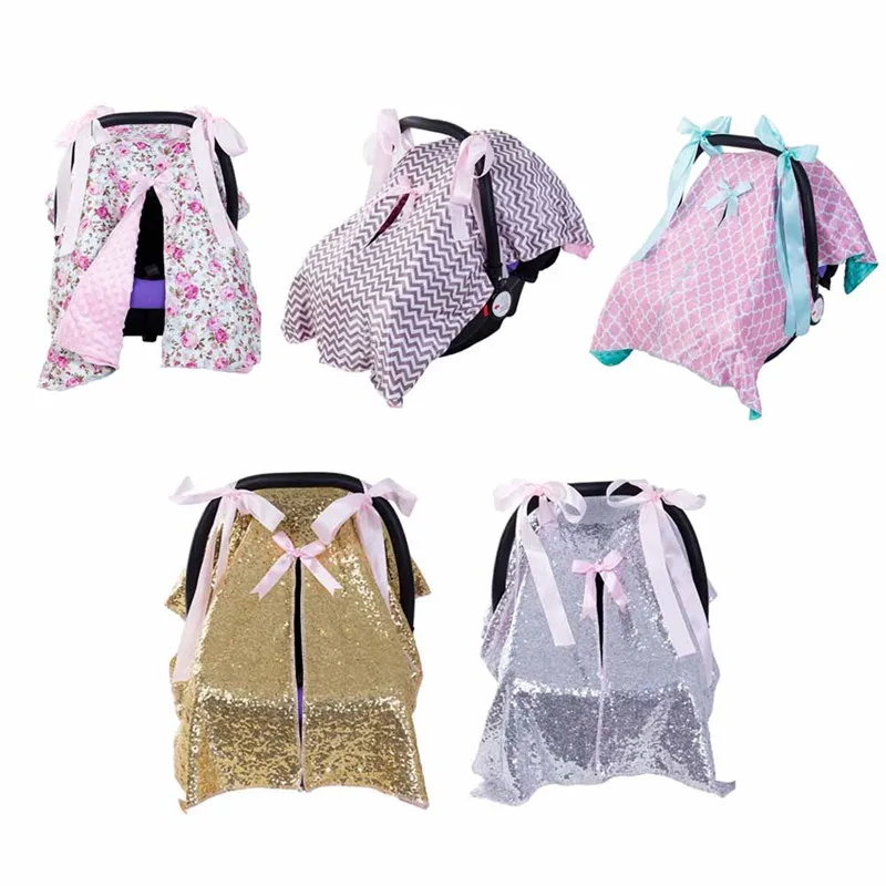 Baby Car Seat Blanket Cover Fashion Bow Newborn Baby Girls Soft Safety Car Seat Canopy Nursing Cover Multi-use Blanket Cover new