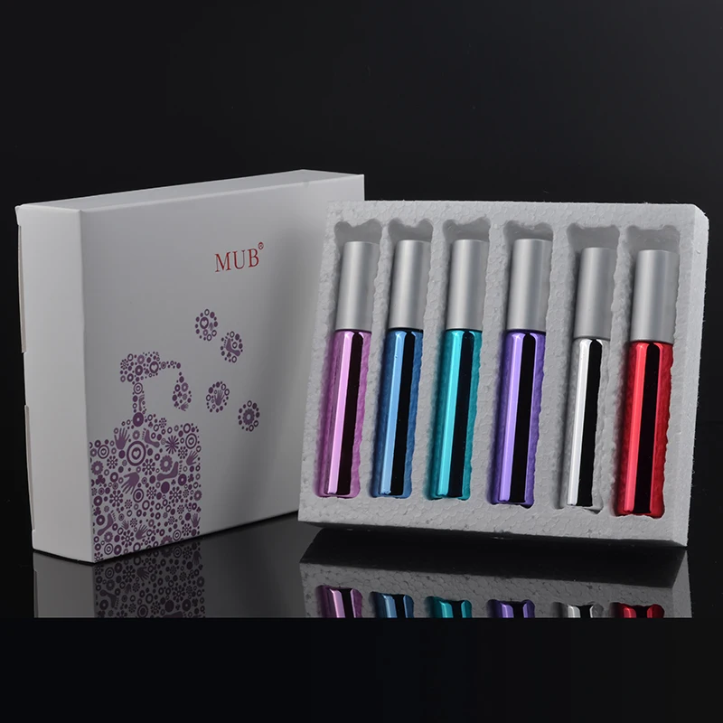 

MUB - 10ml 6PCS/set UV Glass Roll-on Bottle For Essential Oils Roller Ball Parfum Bottles Mini Empty Cosmetic Container Vials