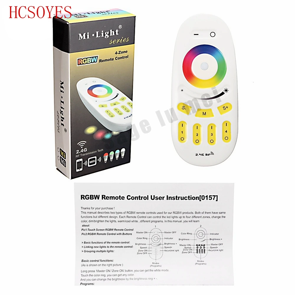 

Mi.light 2.4G RGBW remote controller for Bulb&led strip lamp Wireless RF Controller Touch screen use with RGBW wifi Receiver