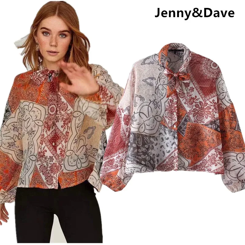 Jenny & Dave 1212 blusa feminina кимоно blusas mujer de mod Лоскутная рубашка с бантом женские топы и блузки Большие размеры комплект из 2 предметов