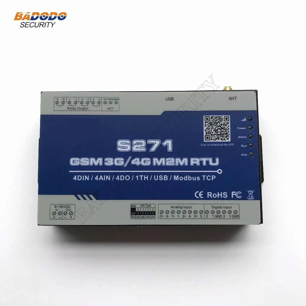 GSM 2G 3g 4G RTU беспроводной GSM GPRS удаленный терминал контроллер S271(4DIN, 4AIN/PT100, 4 реле, 1TH, USB) Промышленная Автоматизация