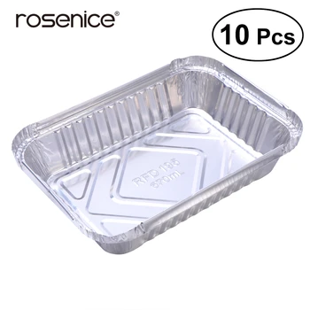10Pcs Tin Foil Box Carryout Disposable Box Container for Baking Barbecue Grilled