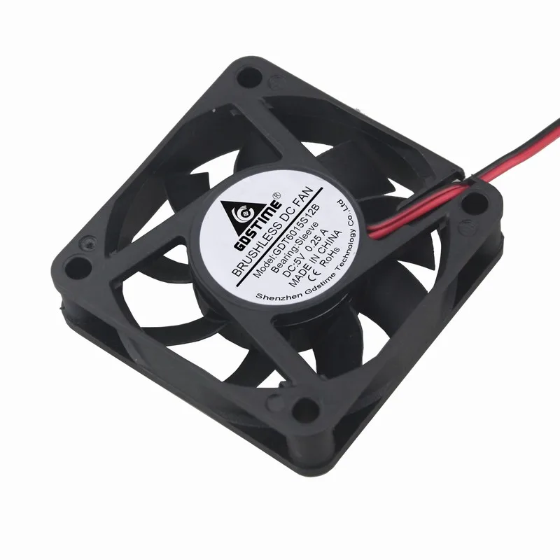 100 шт Gdstime 6015 60 мм 6 см DC 5V 2Pin кулер осевой охлаждающий вентилятор