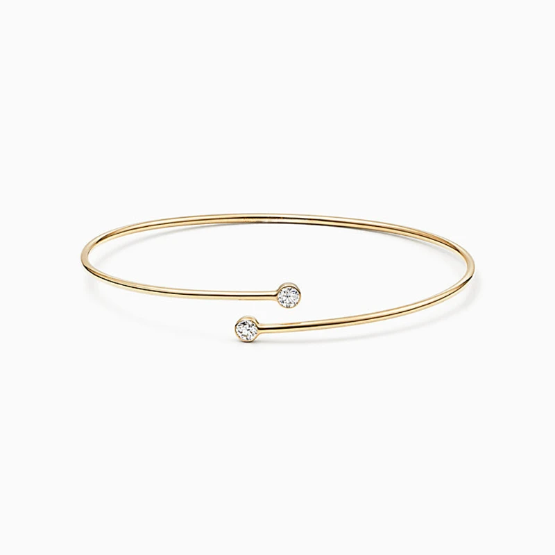 

SHINETUNG Original 100% S925 Sterling Silver Bracelet Gold Color Single Row Trendy Bracelet Women Logo High-End Jewelry