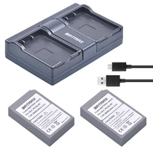2000 mah 2ピースbls bls5 BLS50バッテリー+デュアルusb充電器オリンパスペンe-pl2、e-pl5、E-PL6、E-PL7、e-pm2、m10、m10 ii、Stylus1